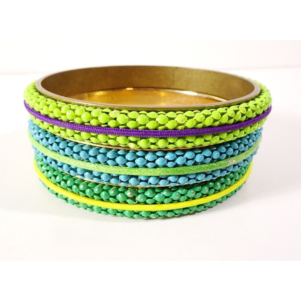 Lee Angel Neiman Marcus Women's Mesh Dot Bangle Set 3 Bracelet NWT 195 RAINBOW